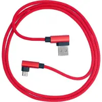 System-S USB 2.0 Kabel 100 cm Micro Stecker zu 2.0 A Stecker Winkel geflochten in Rot