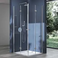Doporro Eck-Duschkabine Eckdusche 75x90x190cm Duschabtrennung ESG-Sicherheitsglas Klarglas inkl. beidseitiger Easy-Clean-Beschichtung Ravenna26