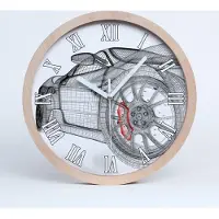 Tulup Holzuhr 20fi cm wanduhr - weiße Spitzen - Auto Gitter