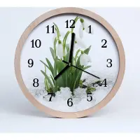 Tulup Holzuhr 30fi cm wanduhr - Schneeglöckchen Blumen