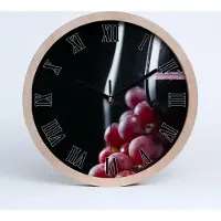 Tulup Holzuhr 25fi cm wanduhr - schwarze Spitzen - Trauben und Wein