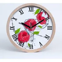 Tulup Holzuhr 25fi cm wanduhr - schwarze Spitzen - Himbeeren und Wasser