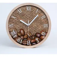Tulup Holzuhr 25fi cm wanduhr - weiße Spitzen - Kaffeebohnen