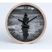Tulup Holzuhr 25fi cm wanduhr - schwarze Spitzen - Balance Steine