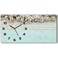 Tulup Wanduhr aus Glas – 60x30 cm - Glasbild - Glasuhr - Gehärtetes Glas - schwarze-zeiger - Kirschblüten