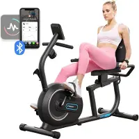 Merach Liegeergometer für Zuhause – 8 Widerstandsstufen, leise & komfortabel, App & Herzfrequenzsensoren, LCD-Monitor, verstellbare Rückenlehne, bis 136 kg