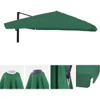 Mendler Ersatz-Bezug für Luxus-Ampelschirm HWC-A96 mit Flap, Sonnenschirmbezug, 3x3m (Ø4,24m) Polyester dunkelgrün