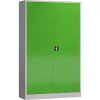 LÜLLMANN Metallschrank abschließbar Flügeltürenschrank 1945 x 1200 x 420 mm lichtgrau/gelbgrün X-530375