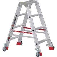 Euroline Premium 30573 Stufenstehleiter mit Federrollen und Feststellern 2x4 Stufen
