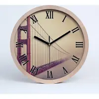 Tulup Holzuhr 30fi cm wanduhr - schwarze Spitzen - Brücke sanrancisco