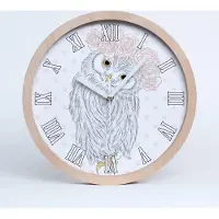 Tulup Holzuhr 25fi cm wanduhr - weiße Spitzen - Eule Kranz