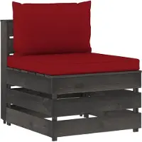 vidaXL Möbel Modulares Mittelsofa mit Kissen Grau Imprägniertes Holz - Gartenstühle 3068129