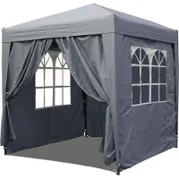 Quick Star Pop-Up-Pavillon 2 x 2 m Smoky Grau mit 4 Easy-Klett Seitenteilen