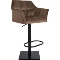 DELUKE Barhocker SIHAR - Samt Braun 64x45x88 cm Schwarz | Barstuhl Höhenverstellbar Mit Lehne Drehbar Tresenhocker Tresenstuhl Kneipenhocker Kneipenstuhl