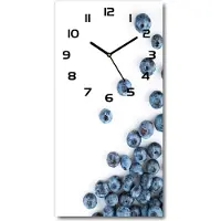 Tulup Wanduhr aus Glas – 30x60 cm - Glasbild - Glasuhr - Gehärtetes Glas -Blaubeeren