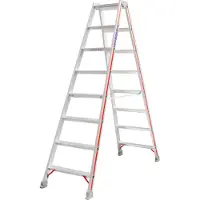 Hymer Stufenstehleiter, beidseitig begehbar, 2x8 Stufen, senkr. Höhe 1,84 m, Reichhöhe 3,34 m, Gewicht 8,8 kg