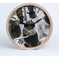Tulup Holzuhr 20fi cm wanduhr - schwarze Spitzen - Kaffeemühle