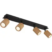 Globo Lighting Strahler Metall schwarz matt, Holz dunkelbraun, LxBxH: 650x80x130mm, exkl. 4x GU10 5W 230V