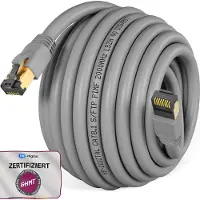 HB-DIGITAL 25m RJ45 Patchkabel CAT 8.1 S/FTP LSZH grau