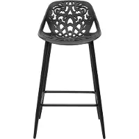 Miliboo - Barhocker Design mit schwarzem Barockmuster 66 cm (2er Set) BAROCCA