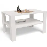 Matkam Moderner Couchtisch B100 x T68 x H60 cm, Minimalistisches Design für Ihr Zuhause, Hochwertige Verarbeitung, einfache Montage (Weiß)