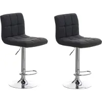 DELUKE 2er Set Barhocker REZAR - Stoff Dunkelgrau 46x47x94 cm Silber | Barstuhl Höhenverstellbar Mit Lehne Drehbar Tresenhocker Tresenstuhl Kneipenhocker