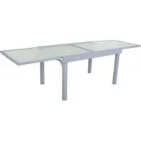 DELUKE Gartentisch ADAM - Aluminium/Temperglas, Grau, 90x135x75cm | Ausziehtisch Esstisch Wetterfest Outdoor Tisch