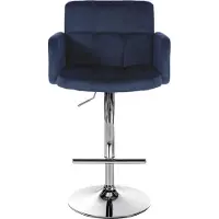 DELUKE 2er Set Barhocker SUTUN - Samt Blau 60x56x93 cm Silber | Barstuhl Höhenverstellbar Mit Lehne Drehbar Tresenhocker Tresenstuhl Kneipenhocker