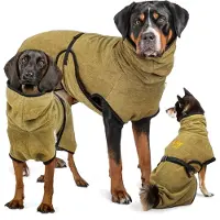 Rudelkönig Hundebademantel grün S – Saugstarker Trockenmantel aus 100 % Baumwolle für Hunde