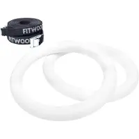 FitWood of Scandinavia Turnringe-Set "Ulpu", Weißes Holz, schwarzes Band