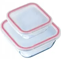 Pyrex COOK&CLICK 0,8 L + 2 L Set aus 2 hermetischen hitzebeständigen Glasbehältern