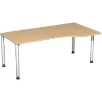 Geramöbel PC-Schreibtisch rechts höhenverstellbar, 1800x1000x680-800, Buche/Silber, S-555305-BS