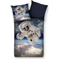 TRAUMSCHLAF Wendebettwäsche Astronaut Weltall 155x220 cm + 80x80 cm