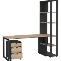 Dmora Schreibtisch Severine 184x79x204 cm Braun mit Schublade