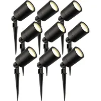 LEDVION 9er Set Gartenstrahler mit Erdspieß IP65 3W 2700K GU10 dimmbar