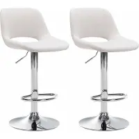 CLP 2er Set Barhocker Camden Stoff drehbar und höhenverstellbar creme Material Gestell Metall in Chromoptik