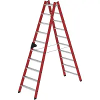 Munk Günzburger Steigtechnik Stufen-Stehleiter beidseitig begehbar GFK / Alu 2x10 Stufen
