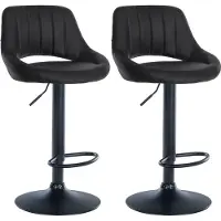 DELUKE 2er Set Barhocker SEGAD - Kunstleder Schwarz 47x48x85 cm Schwarz | Barstuhl Höhenverstellbar Mit Lehne Drehbar Tresenhocker Tresenstuhl Kneipenhocker