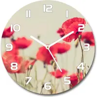 Tulup Wanduhr aus Glas 30fi Glasbild Glasuhr Gehärtetes Glas - weisse-zeiger - Field poppies
