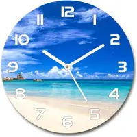 Tulup Wanduhr aus Glas 30fi Glasbild Glasuhr Gehärtetes Glas - weisse-zeiger - Tropical beach