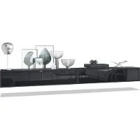 Vladon 2er-Set TV Board Lana 140, Germany, Lowboards je 140 x 29 x 37 cm mit viel Stauraum, Korpus in Schwarz matt, Fronten in Schwarz Hochglanz | Große Farbauswahl