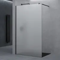 Doporro Luxus Duschwand für Dusche Duschabtrennung 140x200cm Schwarz Walk-In Dusche 10mm ESG-Sicherheitsglas Vollsatiniert inkl. NANO Bremen02VS