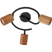 LINDBY Deckenstrahler Stralino, 3-flammig, Ø31cm, Holz, GU10 Stralino , dimmbar, Holz hell, für Flurbereich, Holz, Modern, Strahler