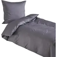 TRAUMSCHLAF Uni Mako-Satin Bettwäsche 2x Nackenrollenbezug 15x40 cm anthrazit