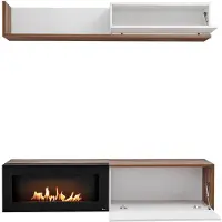 AEA Wohnzimmer TV Ständer mit Kamin Wohnwand Wandregal Holz Möbel Neu
