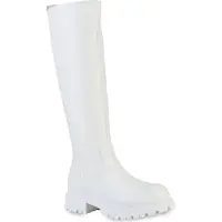 Van Hill Damen Leicht Gefütterte Plateaustiefel Stiefel Profil-Sohle Schuhe 839544, Farbe: Weiß, Größe: 37