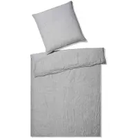 Elegante Halbleinen Bettwäsche Uni Breeze Silber 200x220 cm + 80x80 xm