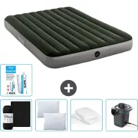 Intex Luftbett – 2 Personen – 152 x 203 x 25 cm – Grün – im Lieferumfang enthalten Spannbettuch - Küssen - Pumpe - Reperaturset en Kissenschutz