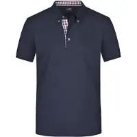 James & nicholson Button-Down-Polo mit modischem Einsatz navy/red-navy-white, Gr. M