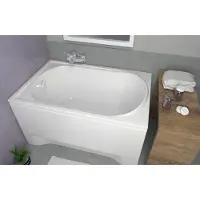ECOLAM Badewanne Wanne Acryl Mini Rechteck 110x70 Schürze Füße Silikon Ablaufgarnitur Ab- und Überlauf Automatik GRATIS Komplett-Set